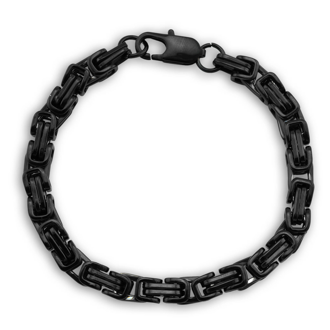 Black chain bracelet on a white background