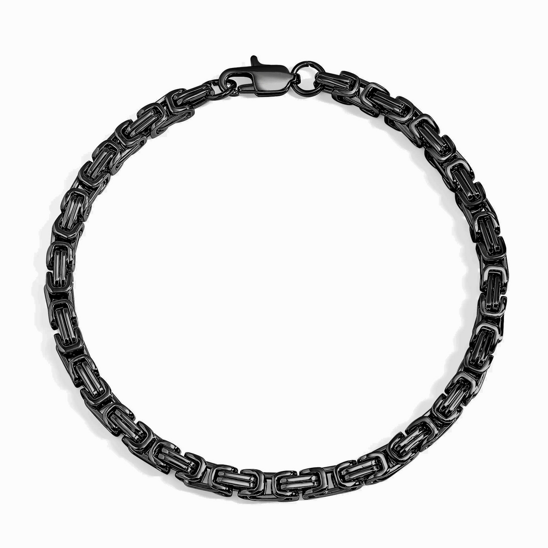 Black chain bracelet on a white background