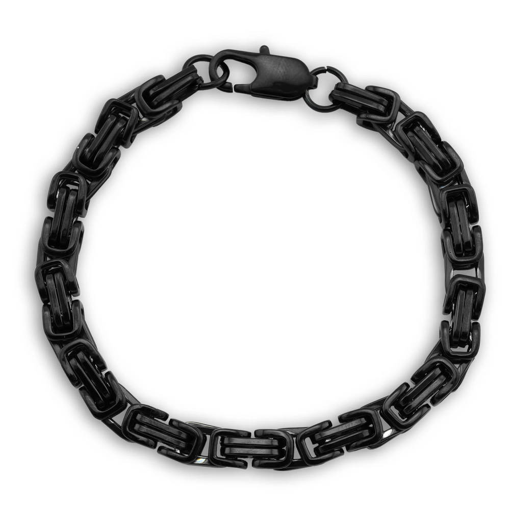 Black chain bracelet on a white background