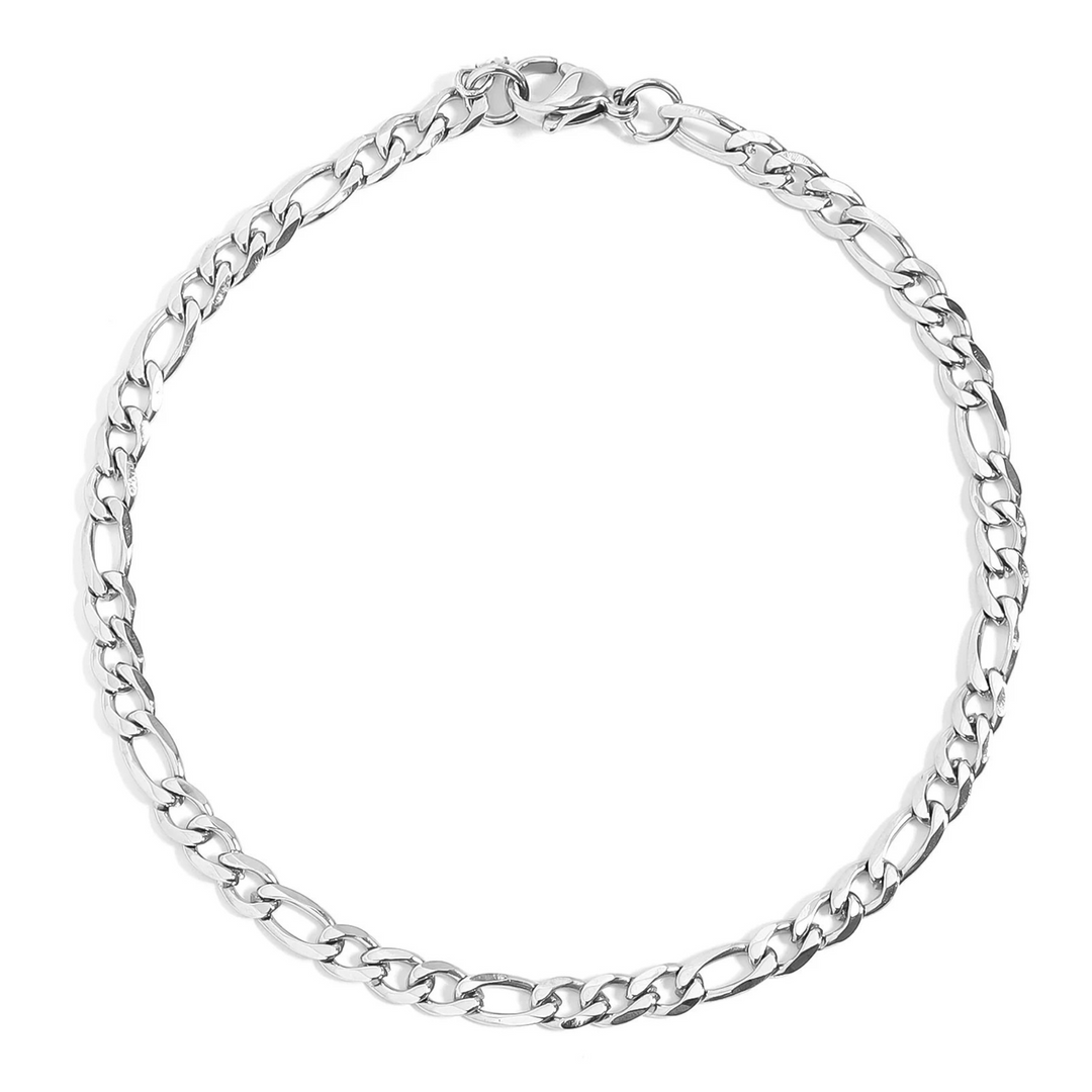 Silver chain bracelet on a white background
