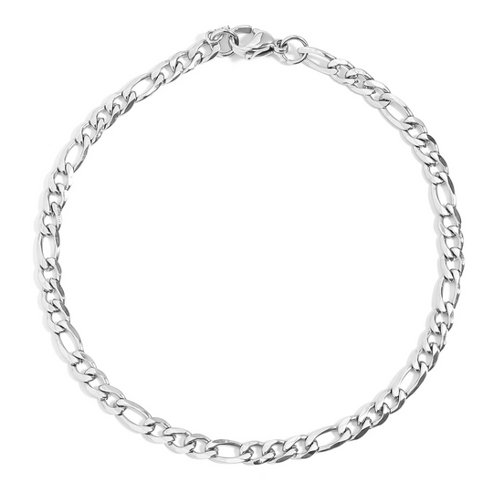 Silver chain bracelet on a white background